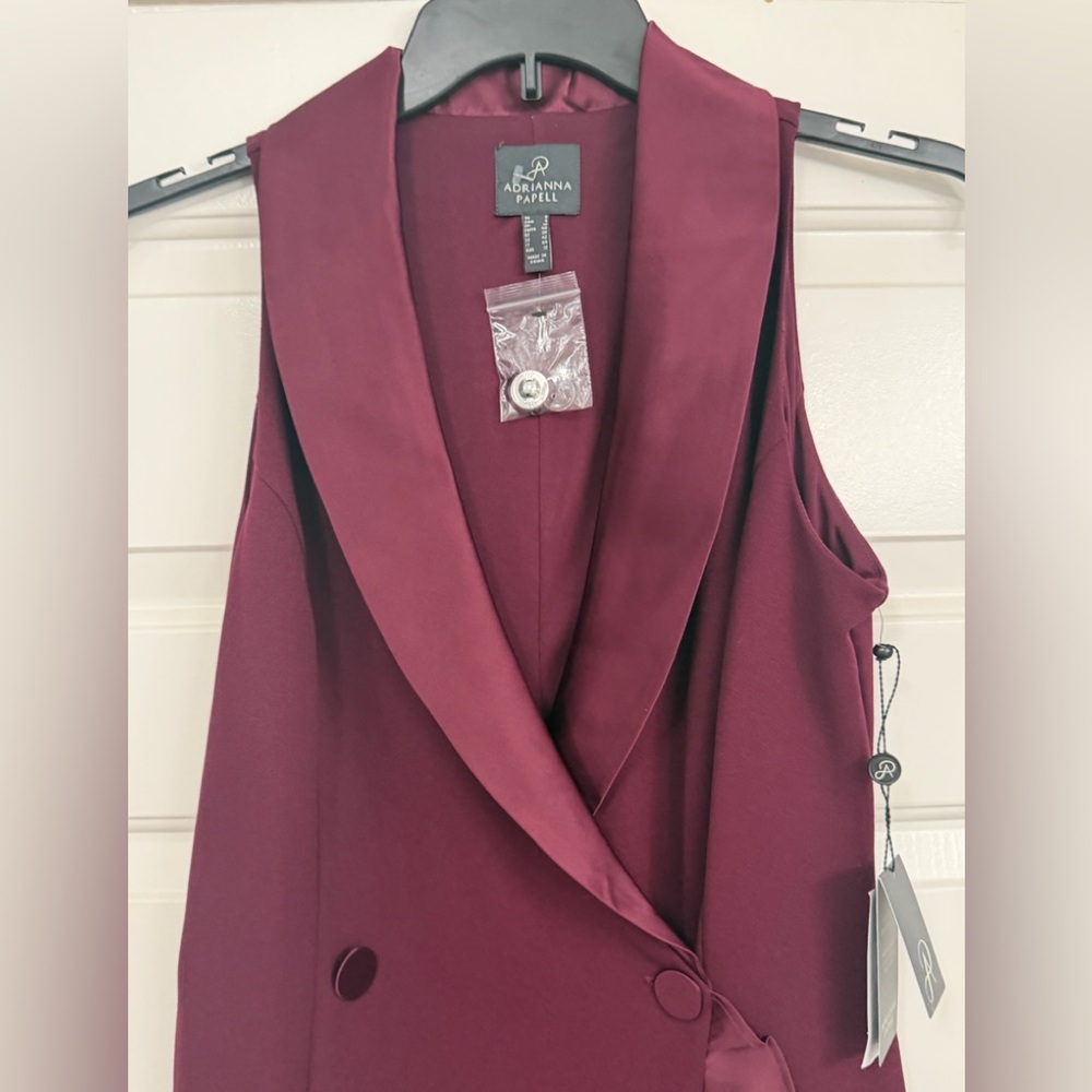 Adrianna Papell Burgundy Ruffle Cabernet Dress Size 8 - Picture 4 of 14